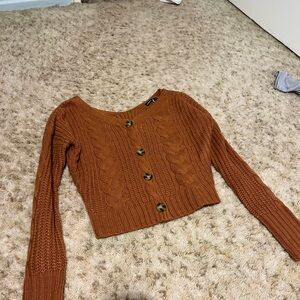 Long sleeve orange knit cardigan